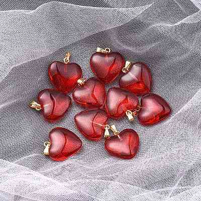 Transparent Spray Painted Glass Pendants GLAA-YW0001-98-1