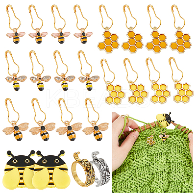 32Pcs Bees & Honeycomb DIY Knitting Tools HJEW-AB00710-1