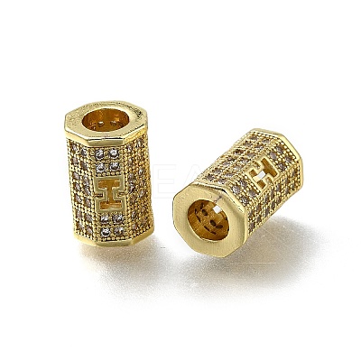 Brass Micro Pave Clear Cubic Zirconia European Beads ZIRC-I070-075G-1