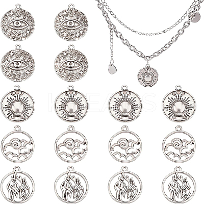 24Pcs 4 Style Tibetan Style Alloy Pendants TIBEP-BC0001-01-1