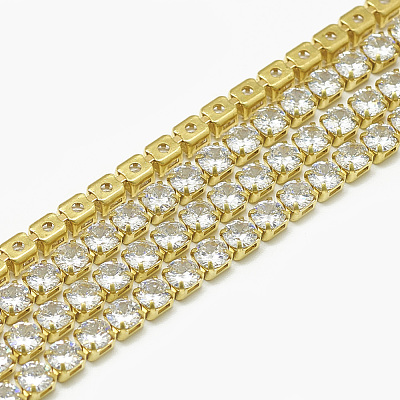 Brass Cubic Zirconia Chains CHC-N014-01-A-FF-1