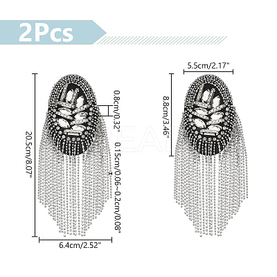 Fashion Iron Chain Tassel Epaulettes AJEW-WH0419-15P-1