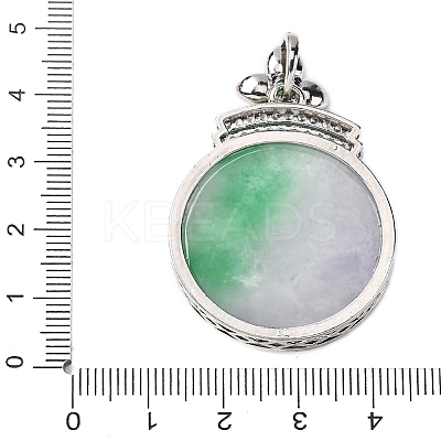 Dyed Natural Myanmar Jade Flower Flat Round Pendants KK-Q050-03A-1