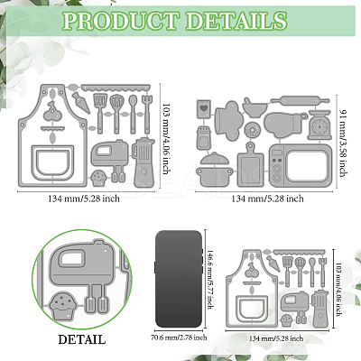 Kitchen Theme Carbon Steel Cutting Dies Stencils DIY-WH0309-4283-1