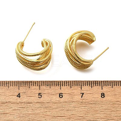 Multilayer C-Shaped Brass Stud Earrings EJEW-R018-03G-1
