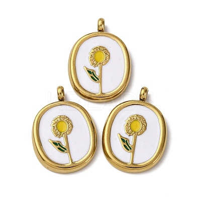 304 Stainless Steel Enamel Pendants STAS-P406-23G-1
