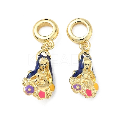 Brass Enamel Colorful Religion Virgin Mary European Dangle Charms KK-L256-10G-1