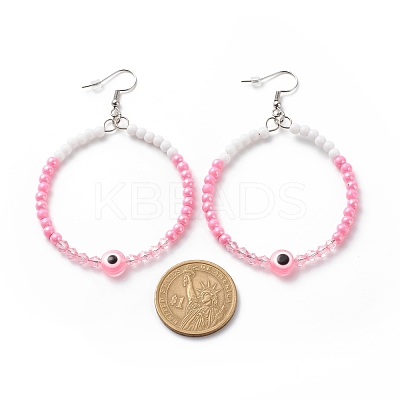 Resin Evil Eye & Acrylic Beaded Big Ring Dangle Earrings EJEW-JE04999-02-1