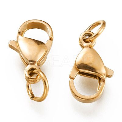 Ion Plating(IP) 304 Stainless Steel Lobster Claw Clasps LS-X-STAS-G240-01D-G-1