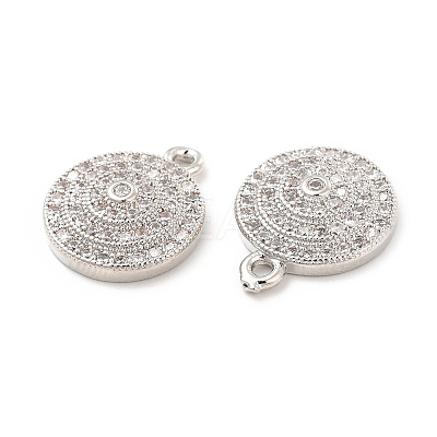 Brass Micro Pave Clear Cubic Zirconia Pendants KK-E071-16P-1
