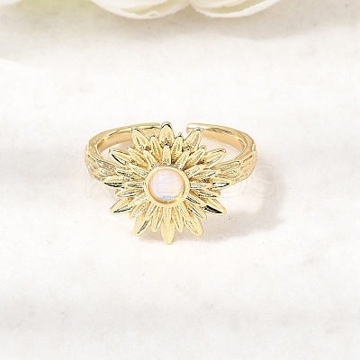 Brass Resin Cuff Rings for Women RJEW-K312-06G-1