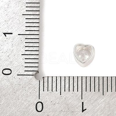 925 Sterling Silver Cubic Zirconia Heart Beads STER-F060-03S-01-1