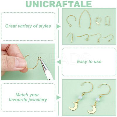 48Pcs 8 Style 304 Stainless Steel Earring Hooks STAS-UN0022-81-1