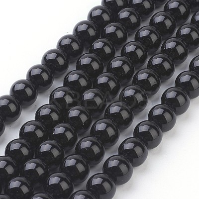 Synthetic Black Stone Beads Strands GSR4mmC044-1