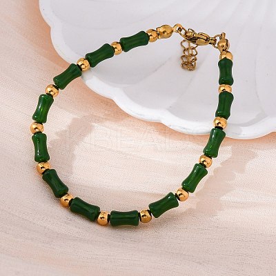 304 Stainless Steel Beaded Bracelets for Women BJEW-M056-06G-1