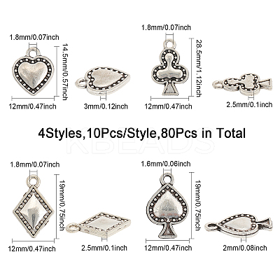 80Pcs 4 Style Tibetan Style Alloy Pendants FIND-CA0007-44-1