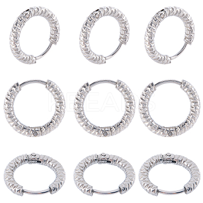 24Pcs 303 Stainless Steel Textured Hoop Earrings for Women EJEW-SC0001-78-1