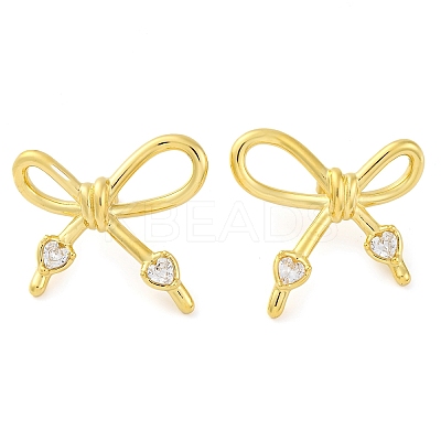304 Stainless Steel Micro Pave Clear Cubic Zirconia Stud Earrings for Women EJEW-U023-05G-1