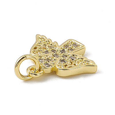 Brass Micro Pave Clear Cubic Zirconia Pendants ZIRC-F132-84G-1