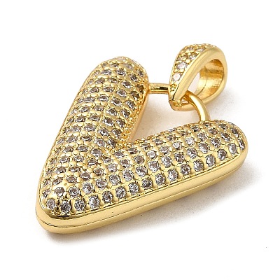 Brass Micro Pave Cubic Zirconia Pendants KK-E061-03G-22-1