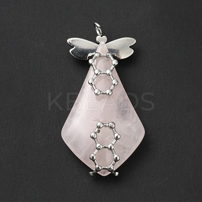 Natural Rose Quartz Pendants G-G870-01P-1