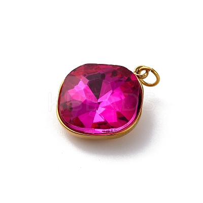 316 Stainless Steel Faceted Glass Pendants STAS-K258-47G-1