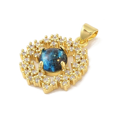 Rack Plating Brass Cubic Zirconia Enamel Pendants KK-S380-11G-1