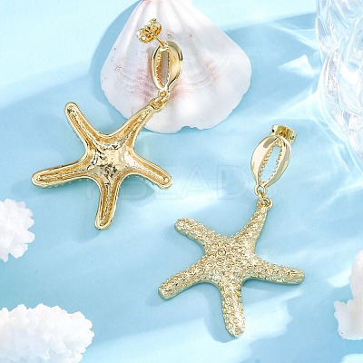 Rack Plating Brass Dangle Stud Earrings for Women EJEW-C125-23C-G-1