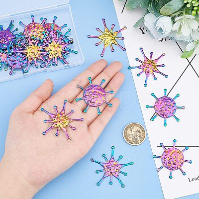 20Pcs 2 Style Rainbow Color Iron Pendants IFIN-FH0001-57-1