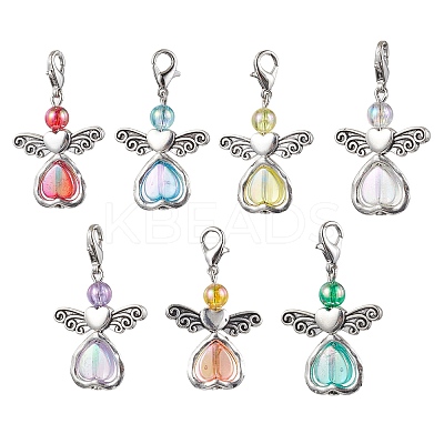7Pcs 7 Colors Angel Acrylic Pendant Decorations X1-HJEW-JM01736-01-1