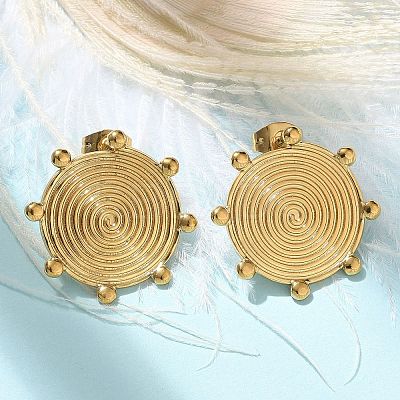 Ion Plating(IP) 304 Stainless Steel Stud Earrings for Women EJEW-M089-03G-1
