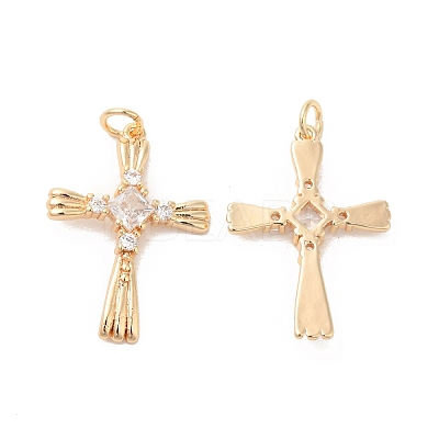 Brass & Glass & Cubic Zirconia Pendants KK-G468-12G-1