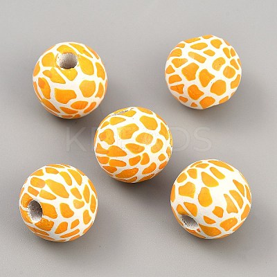 Giraffe Skin Print Wood European Beads WOOD-WH0029-126C-1