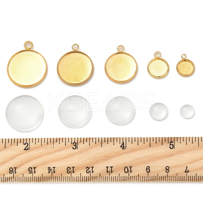 DIY Blank Dome 304 Stainless Steel Pendant Making Kits DIY-FS0008-36-1