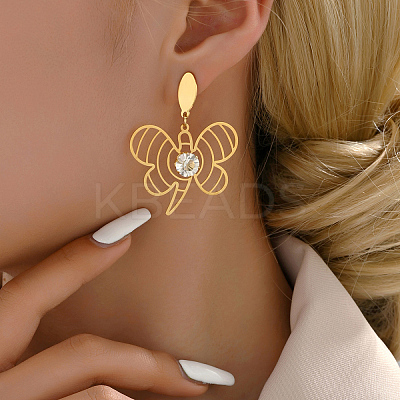 Elegant Tassel Butterfly 201 Stainless Steel Stud Earrings PO0669-1