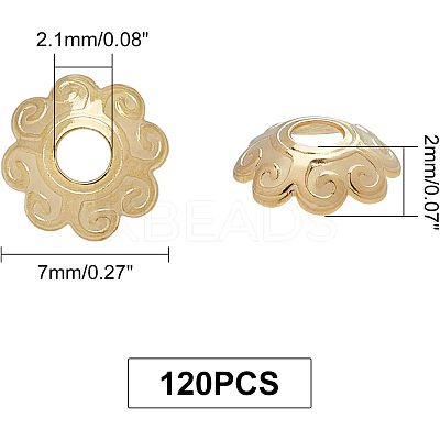 8-Petal 304 Stainless Steel Flower Bead Caps STAS-UN0007-39G-1