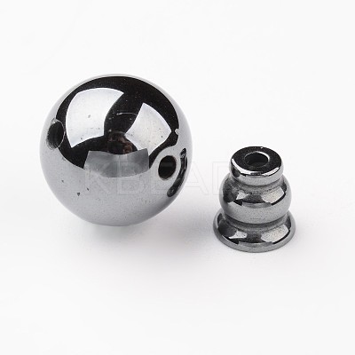 Smooth Electroplate Non-Magnetic Synthetic Hematite Buddhist Beads G-I175-33-1