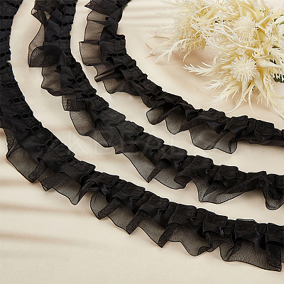 Satin Chiffon Double Ruffled Lace Trim OCOR-WH0047-32A-1
