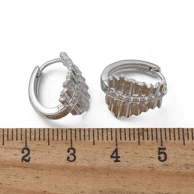 Brass Clear Cubic Zirconia Hoop Earrings EJEW-Q014-17P-1