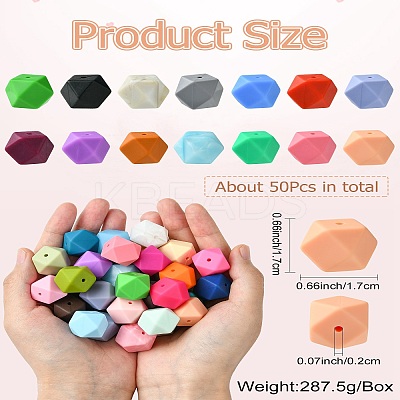 Hexagon Food Grade Silicone Focal Beads SIL-CJC0005-07-1
