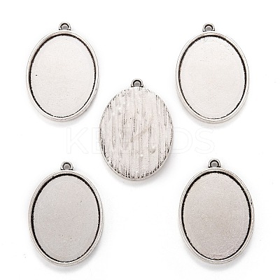 Tibetan Style Alloy Oval Tray Pendant Cabochon Settings LS-TIBEP-A19948-AS-LF-1