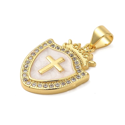 Rack Plating Brass Micro Pave Cubic Zirconia Pendants KK-P279-26A-G-1