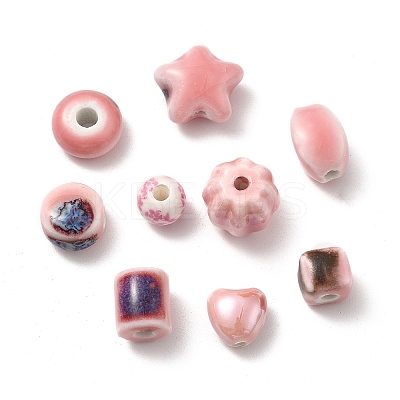 20Pcs 10 Styles Pearlized Handmade Porcelain Beads PORC-FP0001-08-1