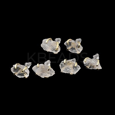 Raw Rough Natural Quartz Crystal Stud Earrings EJEW-R148-01LG-05-1