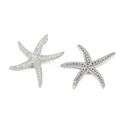 Brass Micro Pave Clear Cubic Zirconia Pendants KK-G535-02A-P-1