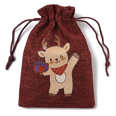 Christmas Theme Jute Cloth Storage Bags ABAG-F010-01A-01-1