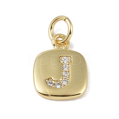 Rack Plating Brass Micro Pave CLear Cubic Zirconia Charms KK-E110-14G-J-1