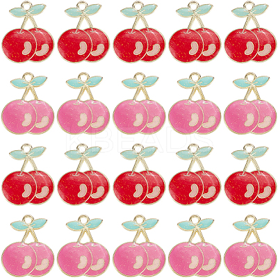 40Pcs 2 Colors Light Gold Plated Alloy Enamel Pendants FIND-SC0013-20-1