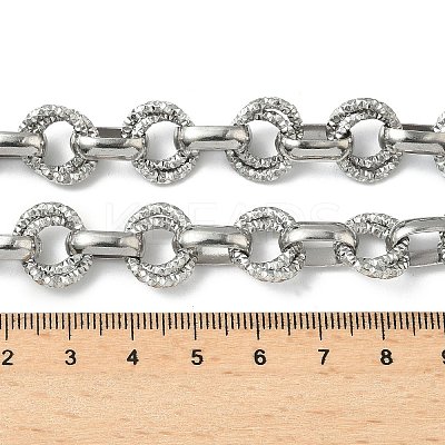 304 Stainless Steel Textured Double Ring Link Chain Necklaces NJEW-S453-02P-B-1