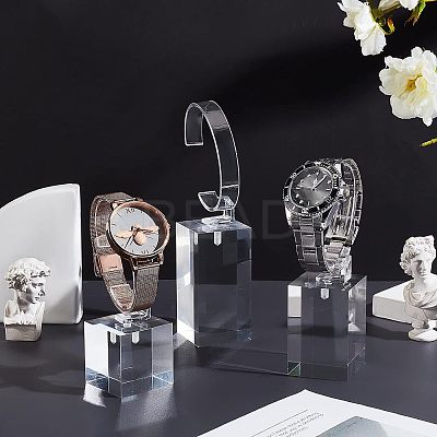 Transparent Plastic Wrist Watch Display Holder ODIS-OC0001-40-1
